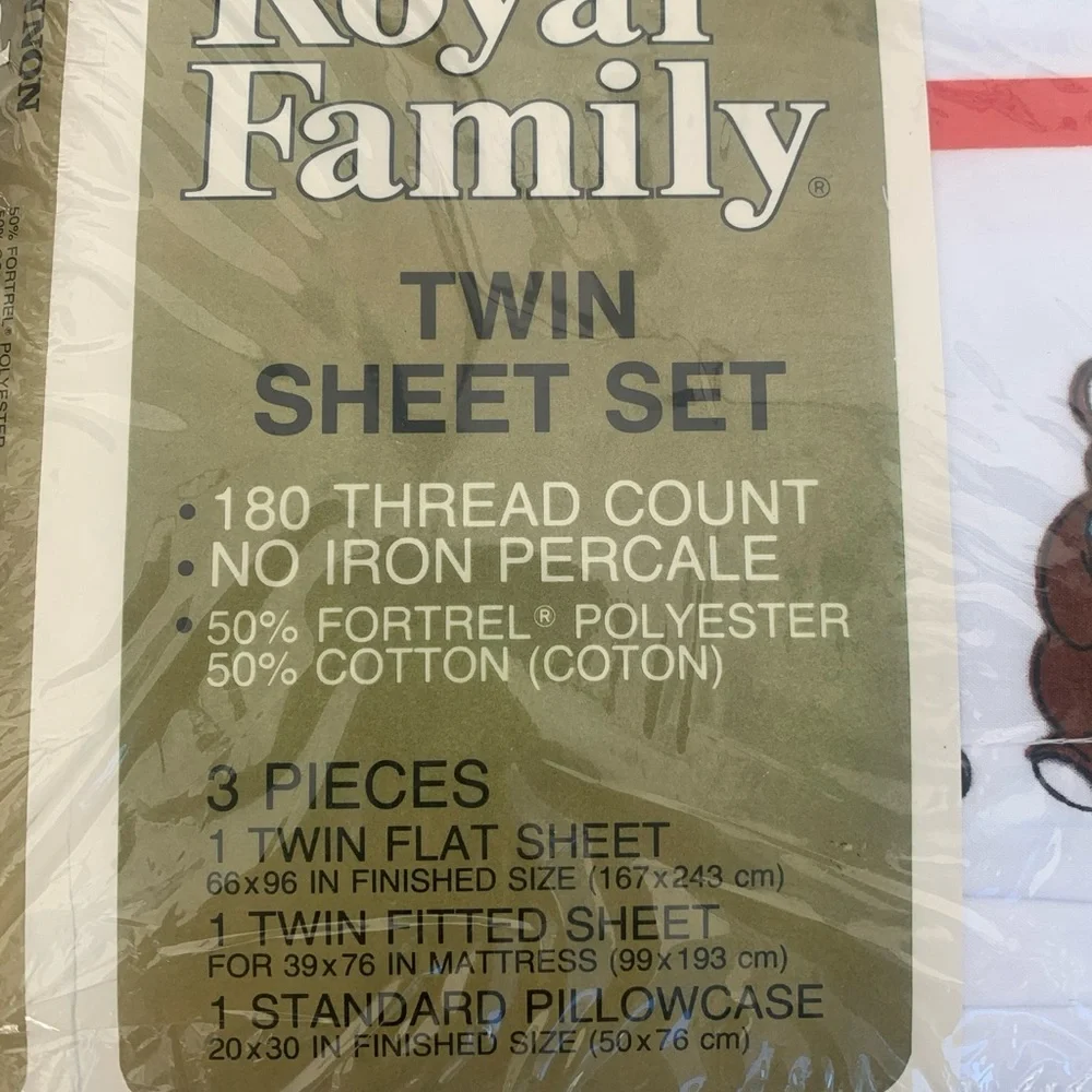 Vintage Cannon Royal Family Twin Sheet Set 3 Piece Bear Print